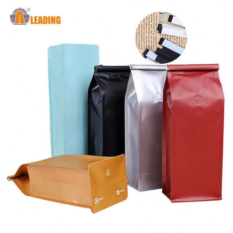 Side Gusset One Way Valve Template Sacking Powder Sachet Sugar Green Tin Tie Pouch Coffee Sachet Tea Bags With Coffee Design