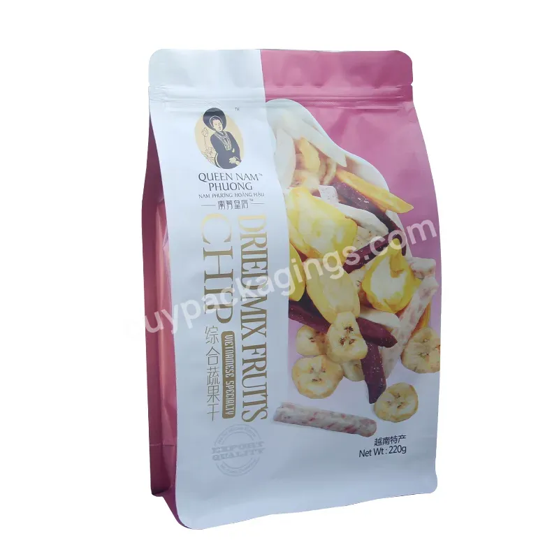 Side Gusset Quad Seal Aluminum Foil Dried Fruit Package Pouch Dry Food Packaging Bag With Custom Logo Design Printing