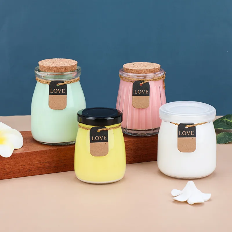 Silk Mouth Pudding Yogurt Cup Bird's Nest Silk Mouth Mason Jar with Iron lid Household Sealed Baking 100ml Bottle