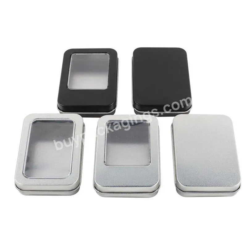 Silver Custom Logo Car Music Tin Box U Disk Jewelry Packaging Box Rectangular Window Storage Metal Tin Box