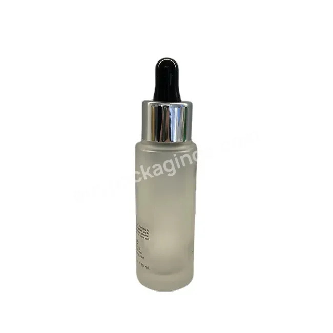 Silver Dropper Cap Glass Bottle Frost Cosmetic Packaging Bottle