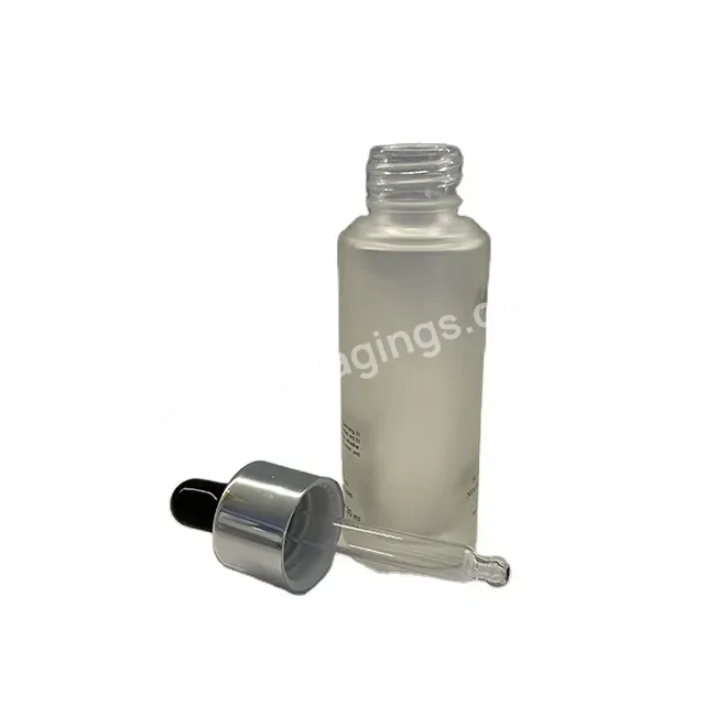 Silver Dropper Cap Glass Bottle Frost Cosmetic Packaging Bottle