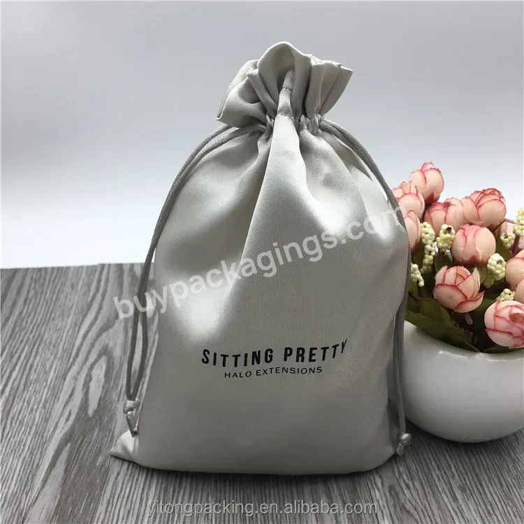 Silver Lovely Gift Satin Bags With Logo