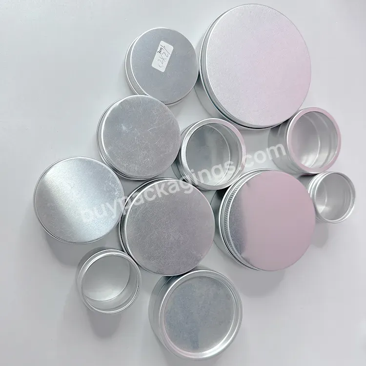 Silver Metal Cans Metal Tin Can Custom Logo Round Aluminum Tin Metal With Screw Lid Aluminium Cosmetic Jar Cans