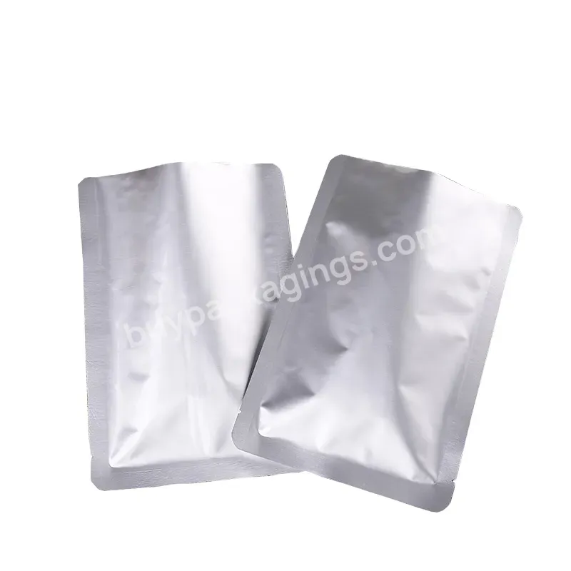 Silver Pure Aluminum Foil Pouch Bags Three Sides Heat Seal Film Tearing Notch Food Pack Bags Instant Meat Preserve Fresh