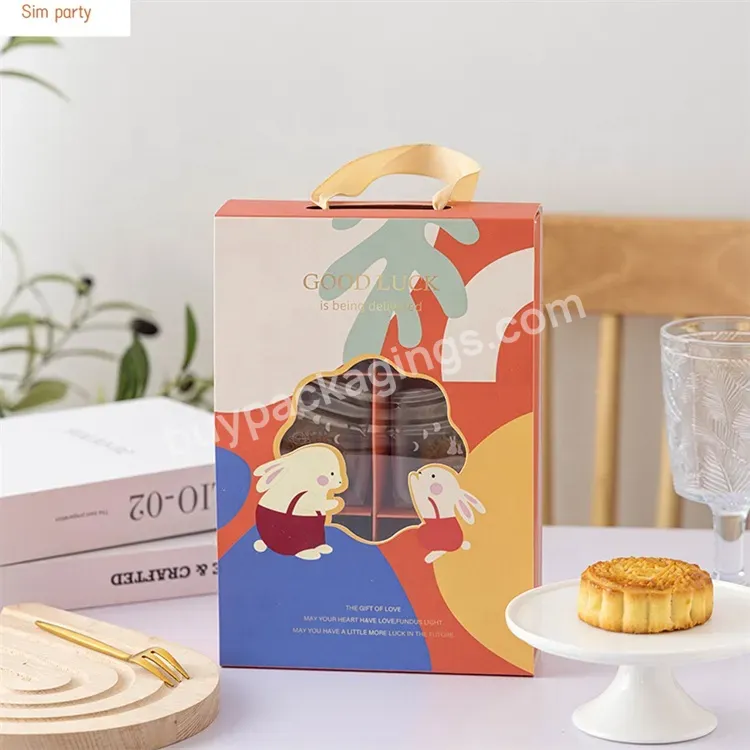 Sim-party 2022 Window Biscuit Pastry 6 Mooncake Paper Gift Packaging Mid-autumn Moon Cake Box