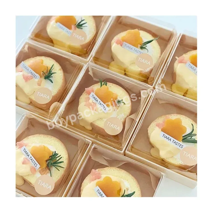 Sim-party 4 Inch Black Tray Puff Packing Clear Lid Getrau Basque Cake Packaging Square Wooden Cake Box