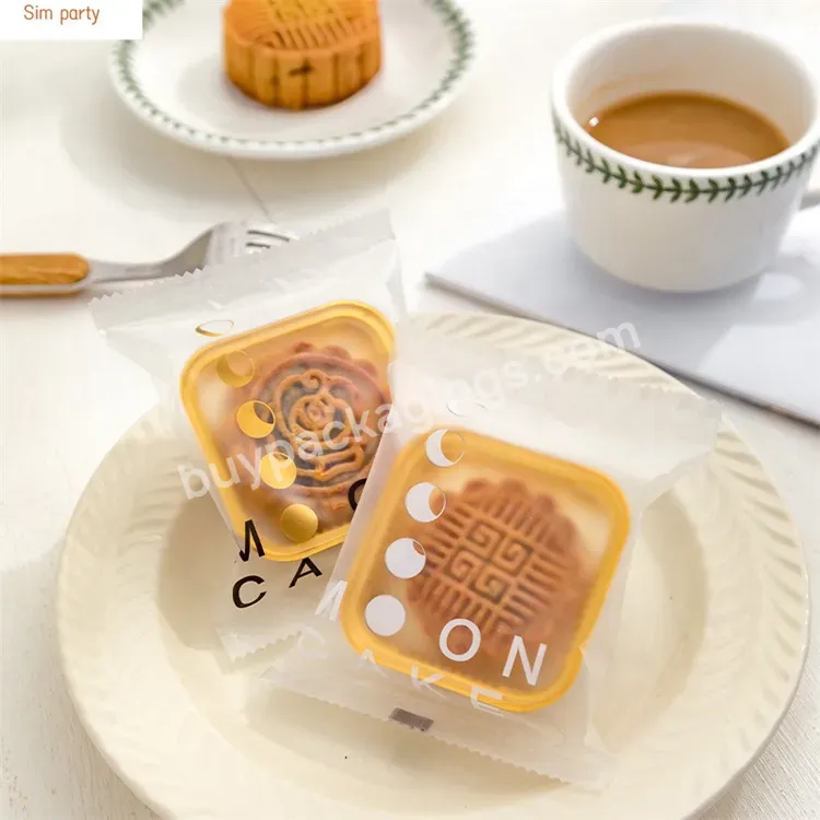 Sim-party 4 Styles Mixed Biscuit Clear Egg Yolk Puff Opp Bags Single Mooncake Heat Sealing Bag