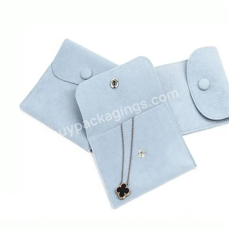 Sim-party 7*7cm Blue Envelope Snap-fastener Velvet Buckle Jewelry Pouch With Hot Stamping Logo - Buy Velvet Pouch With Hot Stamping,Snap-fastener Pouch,Small Velvet Pouches For Jewelry.