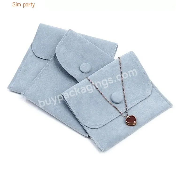 Sim-party 7*7cm Blue Envelope Snap-fastener Velvet Buckle Jewelry Pouch With Hot Stamping Logo - Buy Velvet Pouch With Hot Stamping,Snap-fastener Pouch,Small Velvet Pouches For Jewelry.