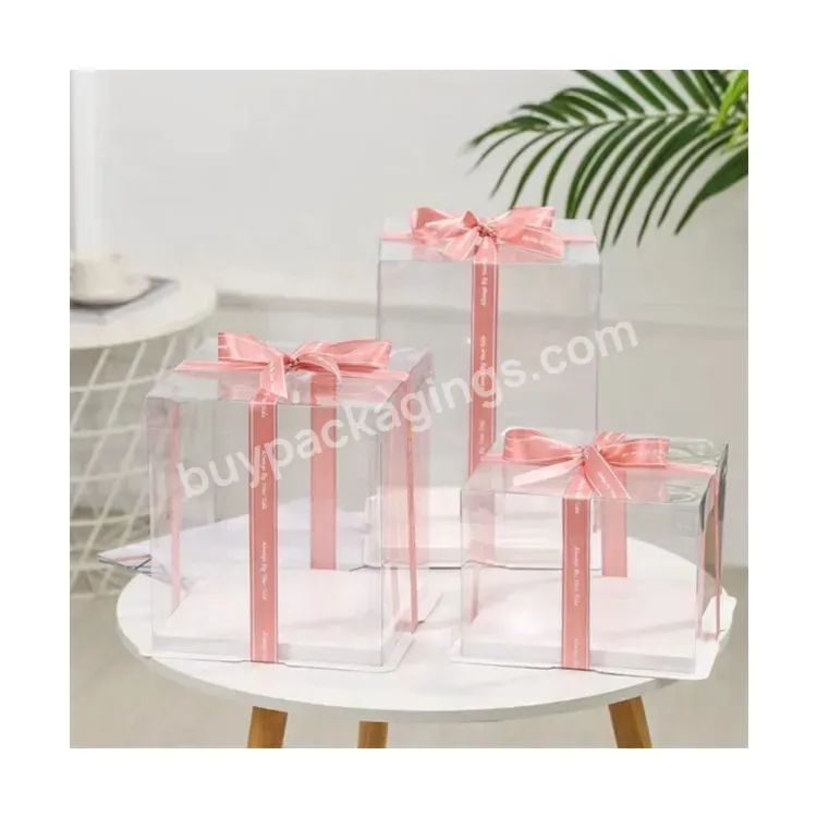 Sim-party Big 4 6 8 10 12 14 Inch Baking Transparent Lid Pet Wedding Package Square Cake Box Tall