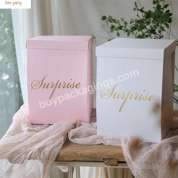 Sim-party Big Pink Gold Bouquet Valentine Balloon Explosion Cake Boxes Birthday Surprise Flower Gift Box