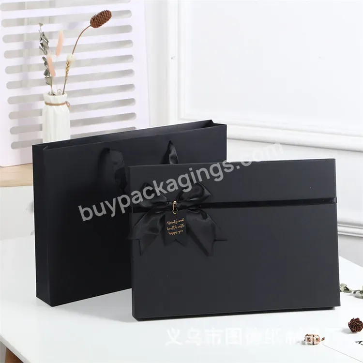 Sim-party Birthday Business Gift Box Birthday Classic Black Luxury Gift Box With Ribbon For Man