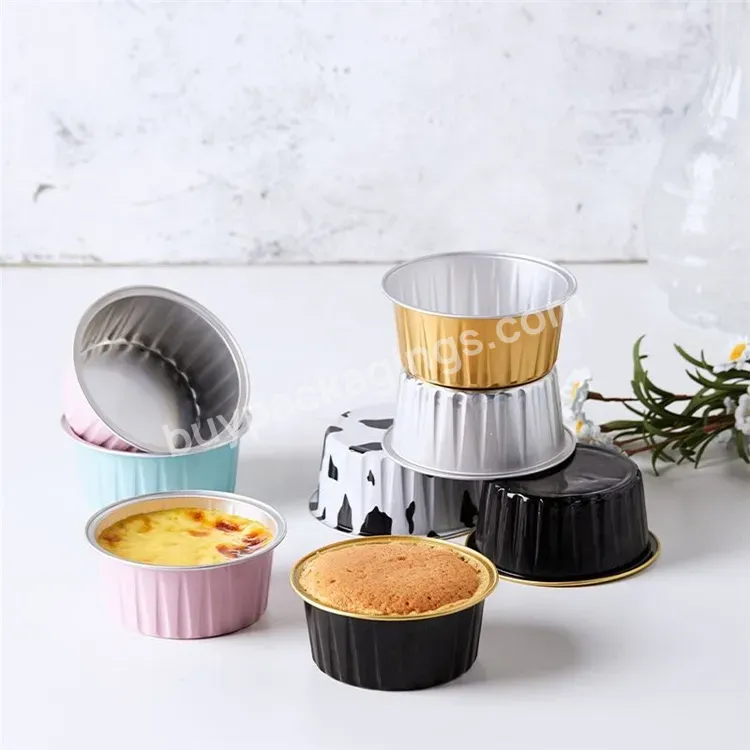 Sim-party Blue Gold Mini Food Grade Baking Cake Pudding Cup Not Sticky Aluminized Oven Cupcake Box