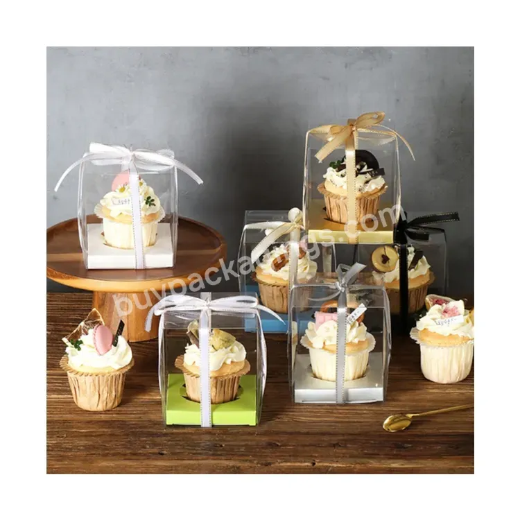Sim-party Blue Green Mini Pudding Pastry Plastic Clear Cupcake Box Single Muffin And Cake Boxes