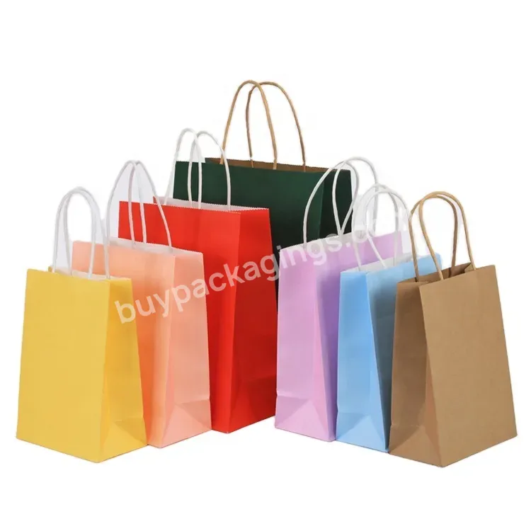 Sim-party Cheap Custom Color Printed Coffee Gift Handbag Kraft Food Take Out Paper Bag Shopping Bag