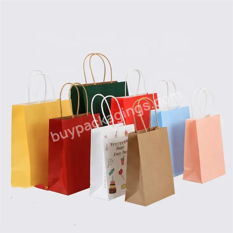 Sim-party Cheap Custom Color Printed Coffee Gift Handbag Kraft Food Take Out Paper Bag Shopping Bag