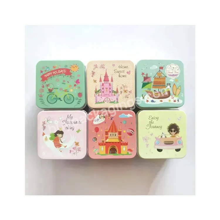 Sim-party Child Favor Candy Hairpin Hair Accessories Gift Metal Beautiful Square Mini Tin Box