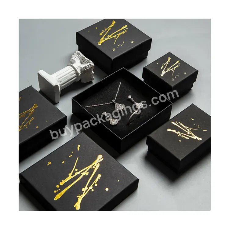 Sim-party Classic Black Golden Stamp Ring Gift Box Jewelry Packaging Box For Ring With Sponge - Buy Luxury Jewelry Box,Golden Stamp Box With Sponge,Shell Jewelry Box.