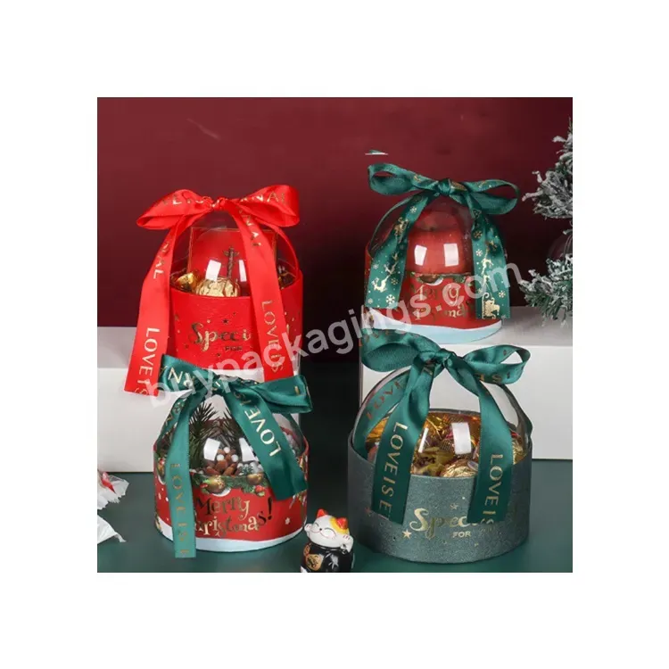 Sim-party Clear Lid Ribbon Design Wedding Candy Cookie Package Half-ball New Year Christmas Gift Box