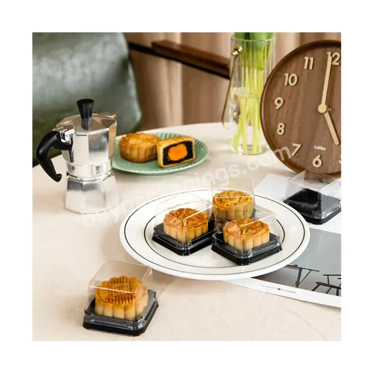 Sim-party Clear Square Round Gold Black Pastry 50g 80g 100g Egg Yolk Puff Boxes Moon Cake Pet Box