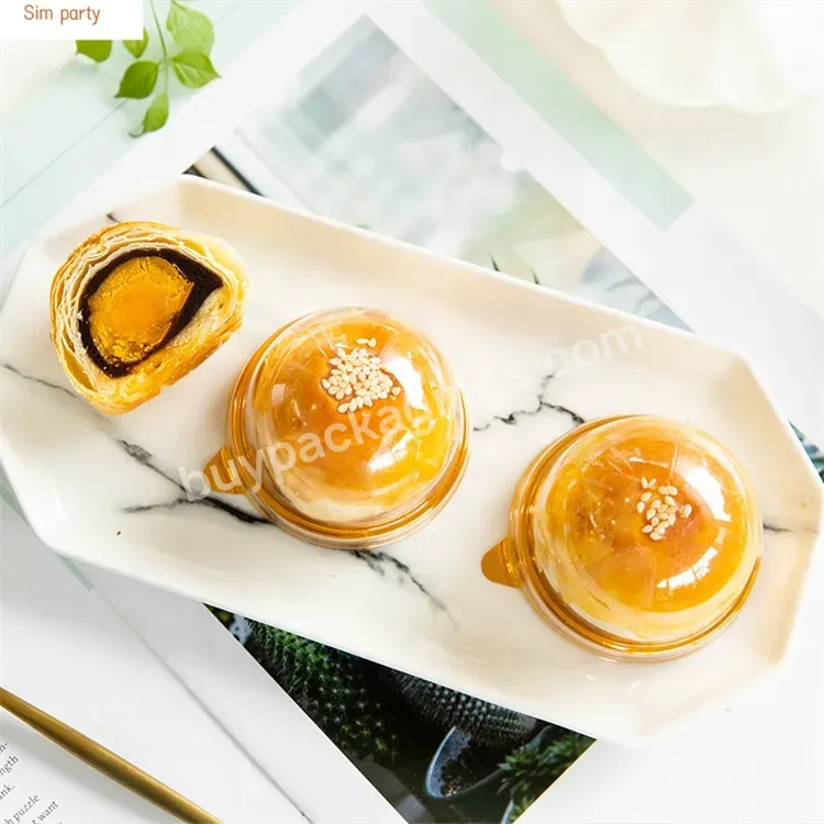 Sim-party Clear Square Round Gold Black Pastry 50g 80g 100g Egg Yolk Puff Boxes Moon Cake Pet Box