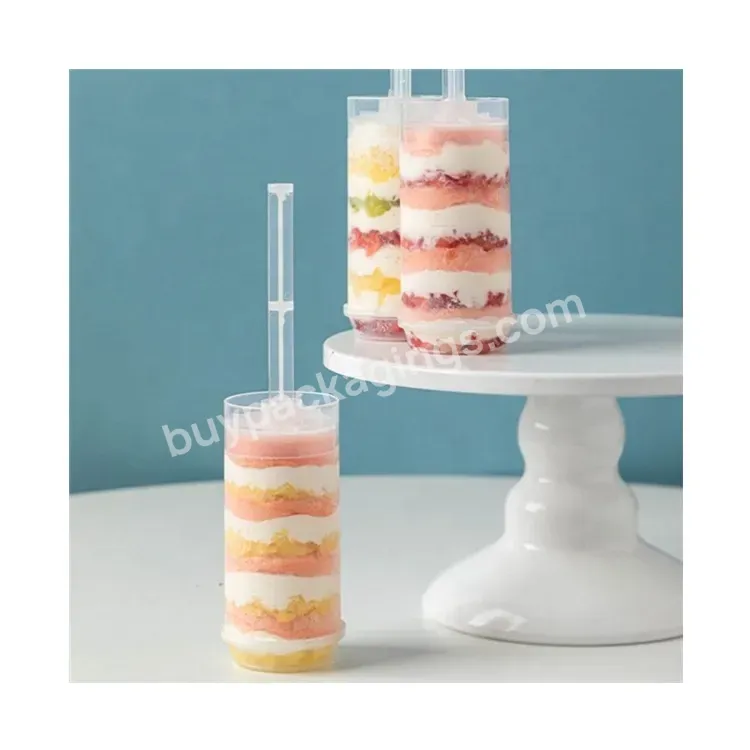 Sim-party Creative Diy Clear Food Mould Good Sealing Push Tiramisu Grade Cylinder Cake Plastic Barrel Boxes