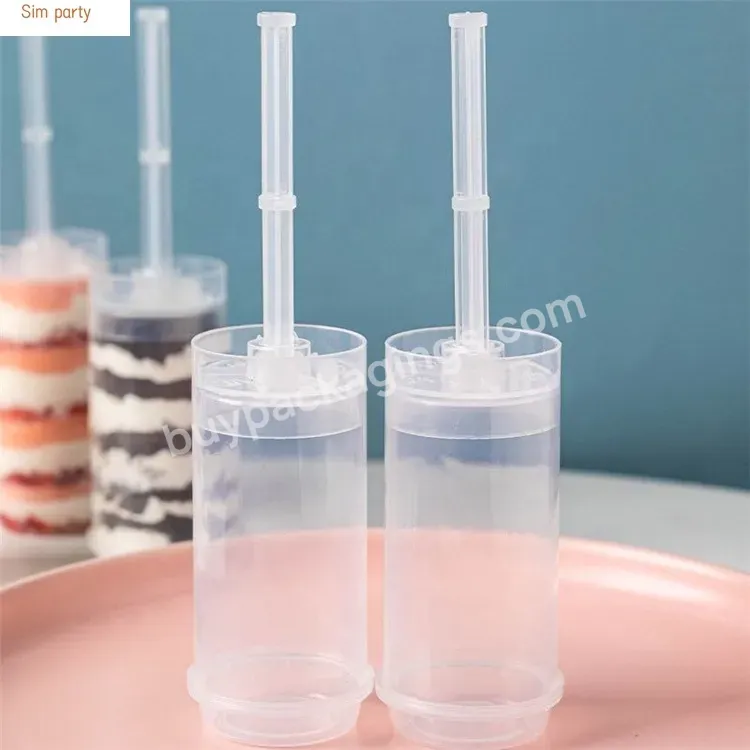 Sim-party Creative Diy Clear Food Mould Good Sealing Push Tiramisu Grade Cylinder Cake Plastic Barrel Boxes