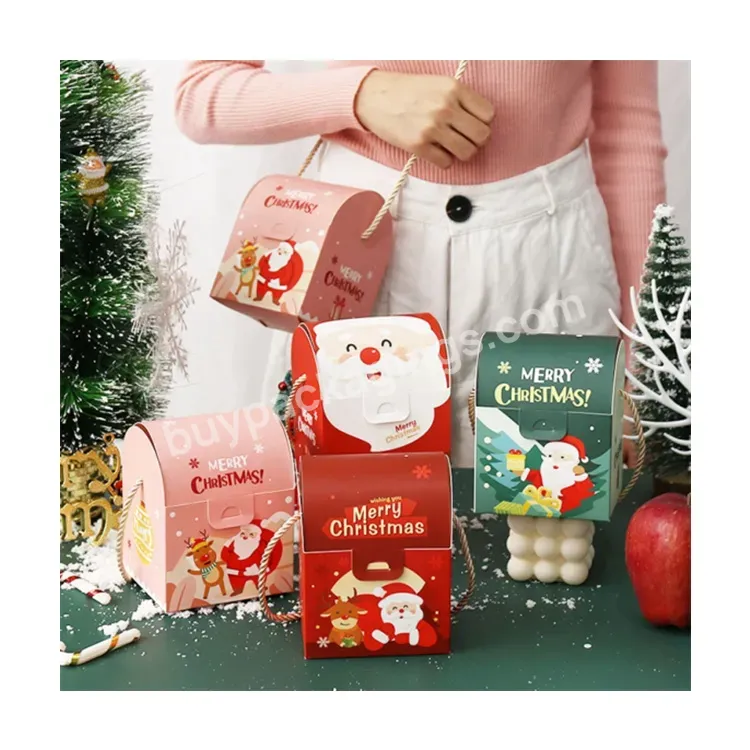 Sim-party Creative Food Messenger Bag Handle Apple Paper Boxes Christmas Box For Gift Candy Cookie Package