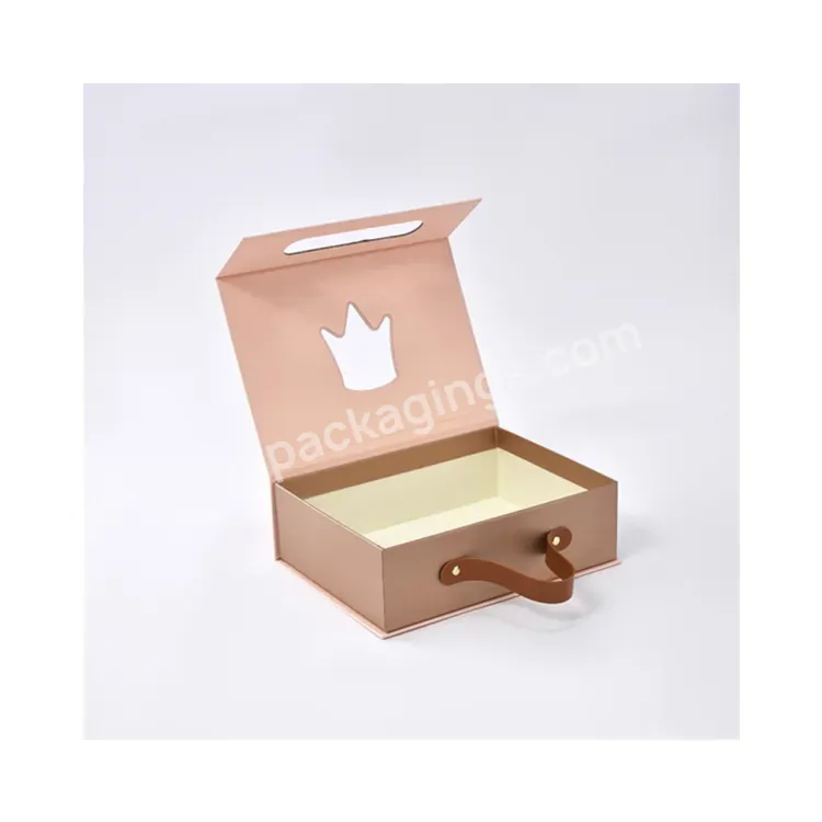 Sim-party Crown Window Luxury Clothing Shoe Child Birthday Gift Box With Leather Handle