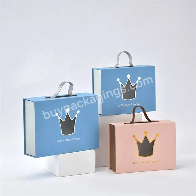 Sim-party Crown Window Luxury Clothing Shoe Child Birthday Gift Box With Leather Handle