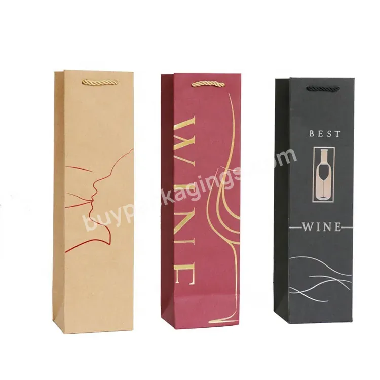 Sim-party Customize Handle Elegant Classic Sparkling Wine Whiskey Champagne Paper Wine Paper Bag