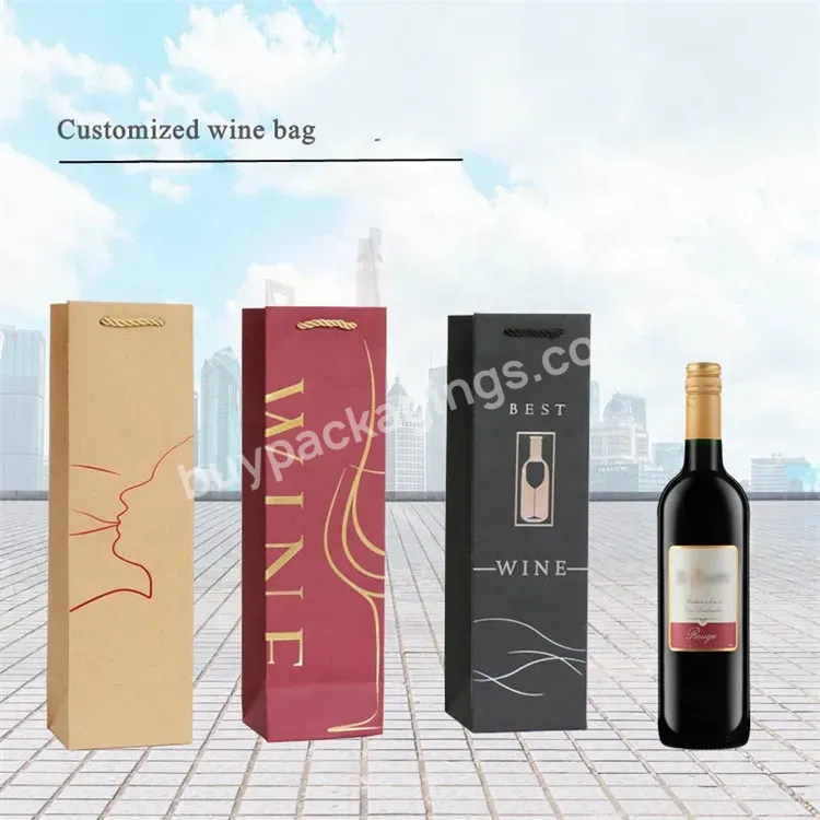 Sim-party Customize Handle Elegant Classic Sparkling Wine Whiskey Champagne Paper Wine Paper Bag
