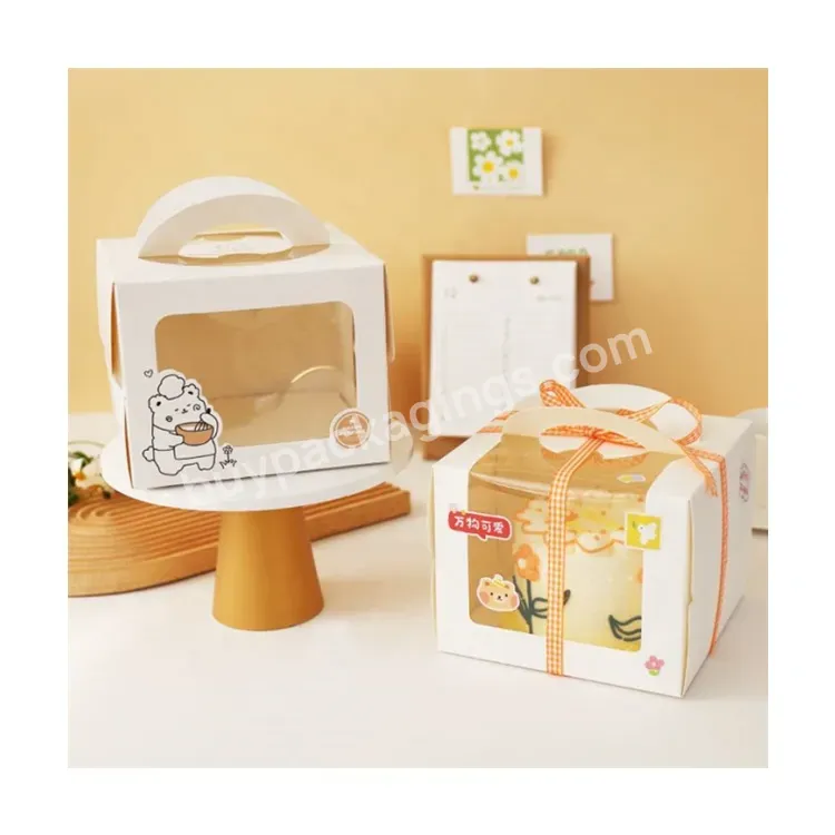 Sim-party Cute Dessert Cartoon 4 Inch Mousse Packing Boxes Cake Box With Window And Handle