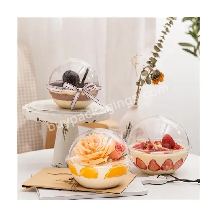 Sim-party Cute Food Grade Transparent Mousse Packaging Box Creative Dessert Round Ball Shaped Clear Cake Box