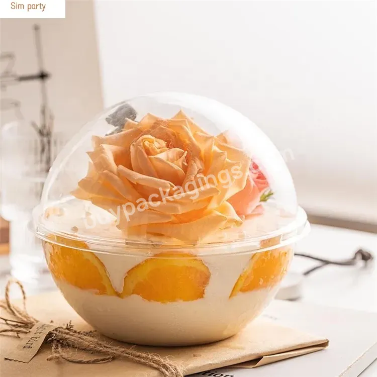 Sim-party Cute Food Grade Transparent Mousse Packaging Box Creative Dessert Round Ball Shaped Clear Cake Box