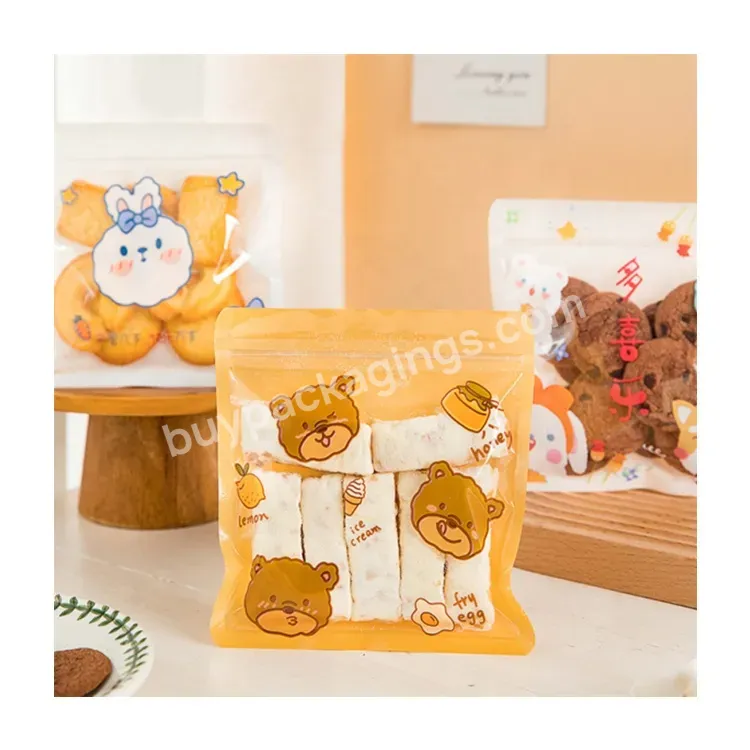 Sim-party Cute Kids Sweet Food Cartoon Snack Clear Plastic Bag Cookie Bags With Valve And Zipper