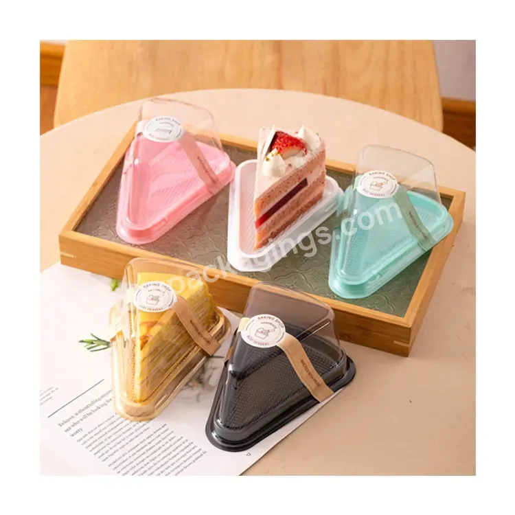 Sim-party Disposable Clear Gold Pink Pastries Plastic 6 8 Inches Mousse Box Triangle Cake Slice Boxes