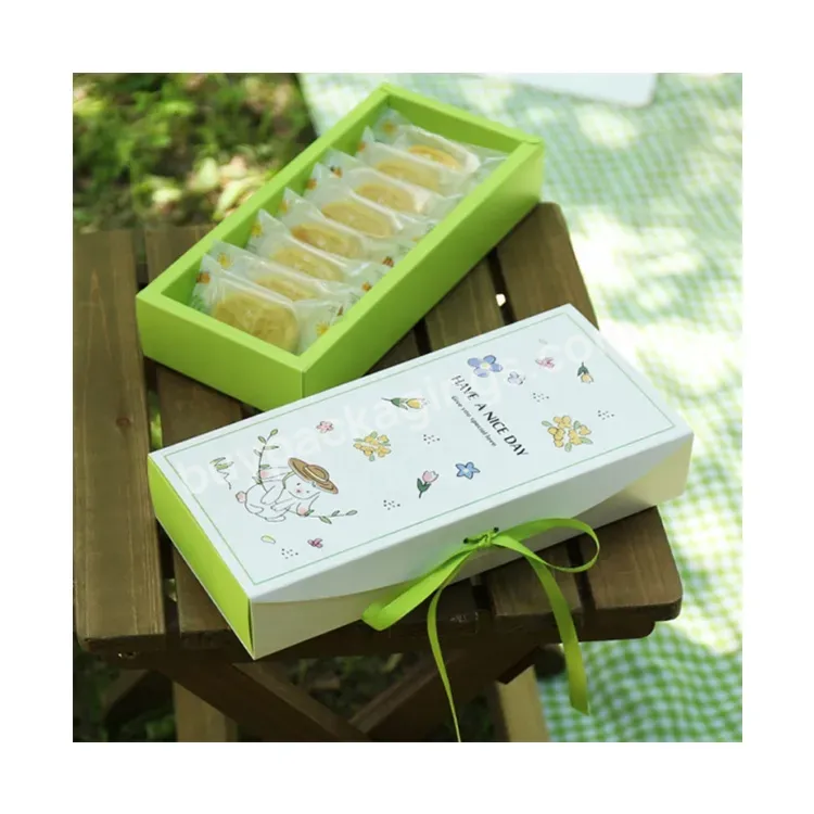 Sim-party Dragon Boat Festival Candy Green Paper Pineapple Cake Gift Box Cookie Boxes With Ribbons
