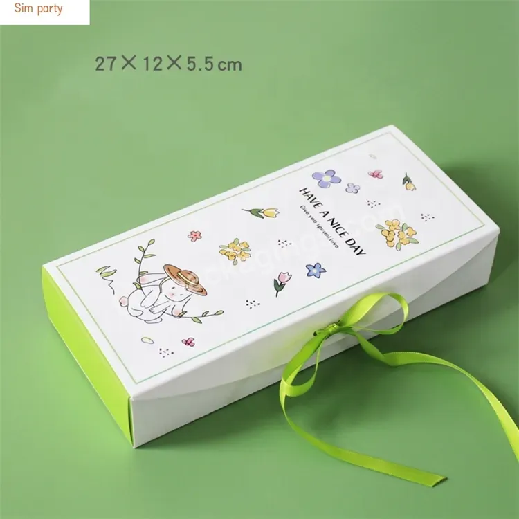 Sim-party Dragon Boat Festival Candy Green Paper Pineapple Cake Gift Box Cookie Boxes With Ribbons