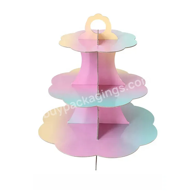Sim-party Eco-friendly 2 3 Tiers Birthday Anniversary Party Colorful Cake Stand Set For Dessert Table
