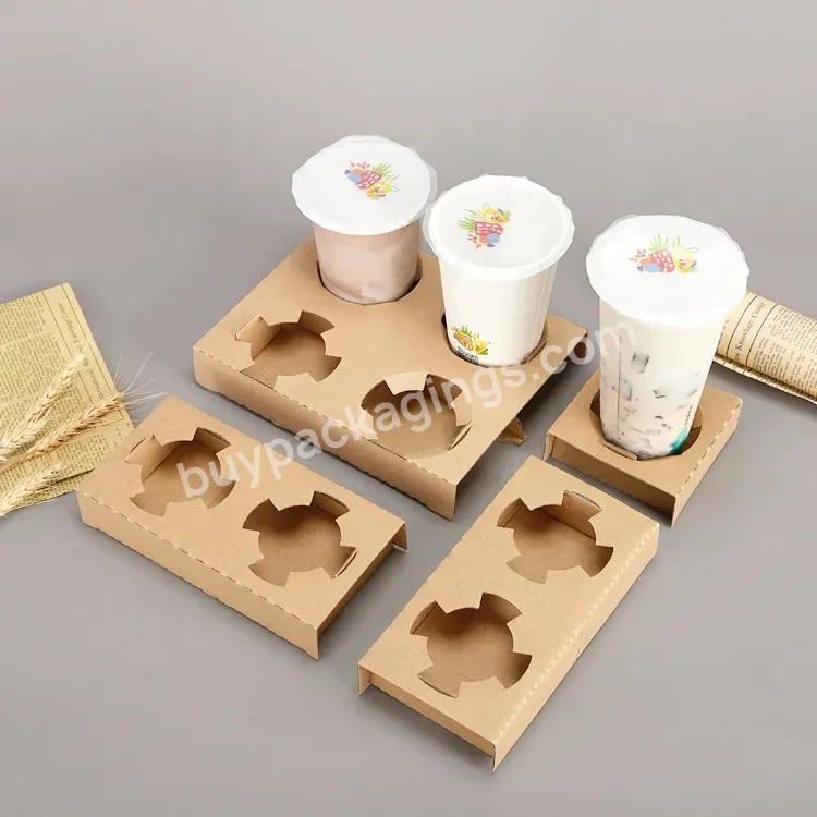 Sim-party Eco-friendly Brown White Tea Drink Coffee Paper Takeaway Bag Corrugated Coffee Cup Holder Tray