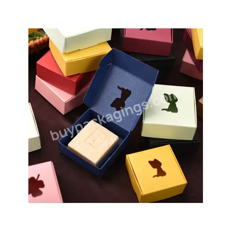 Sim-party Factory Cute Color Printed Clear Window Corrugated Paper Box Handmade Soap Box Packaging