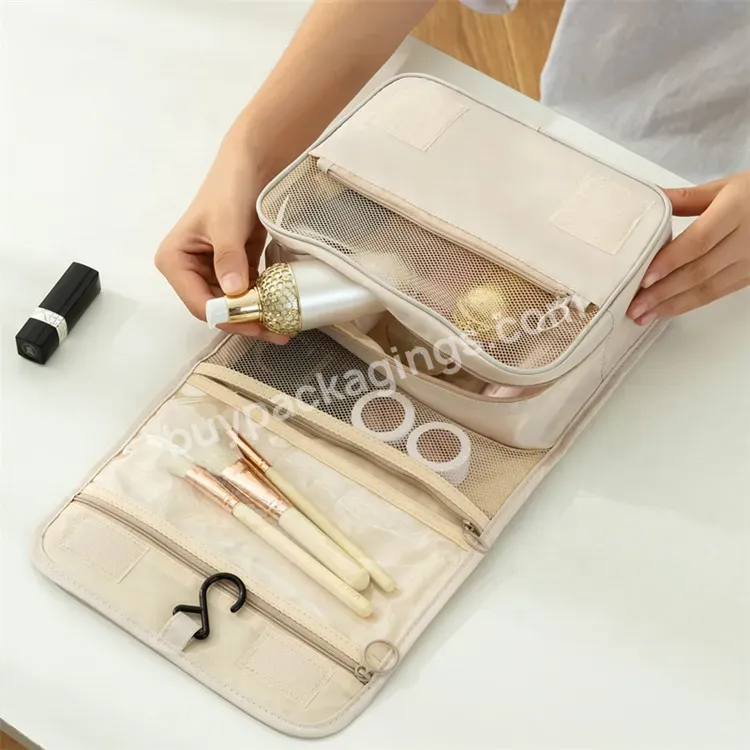 Sim-party Factory Product Eco-friendly Custom Logo Cotton Canvas Storage Hanging Cosmetic Bag With Zipper