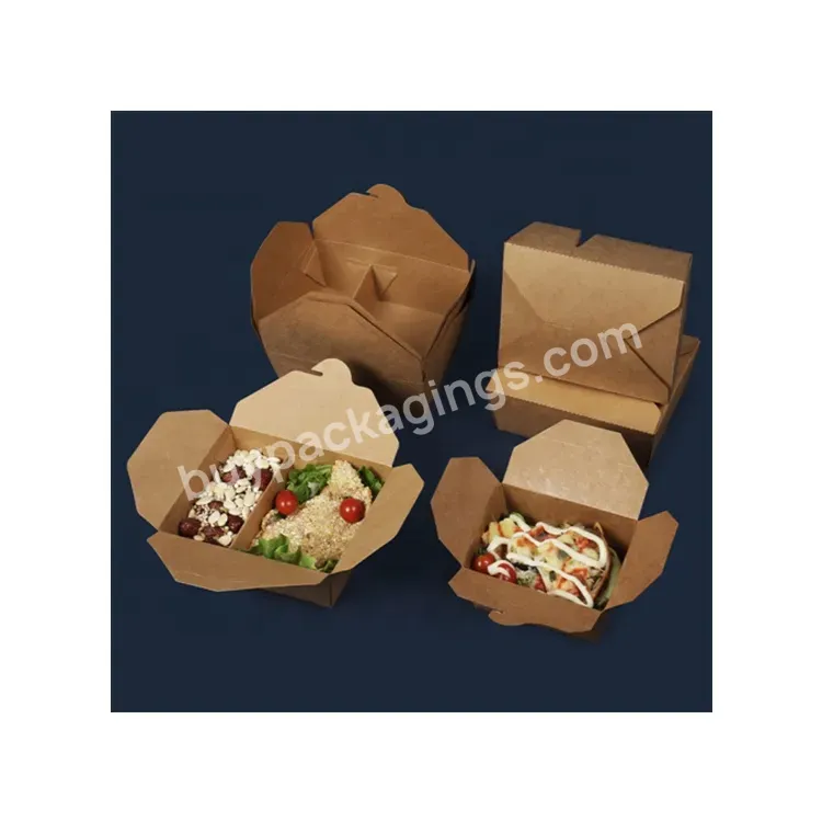Sim-party Factory Two Grid Salad Fruit Cream Stew Lunch Box Custom Logo Printing Food Takeout Kraft Boxes
