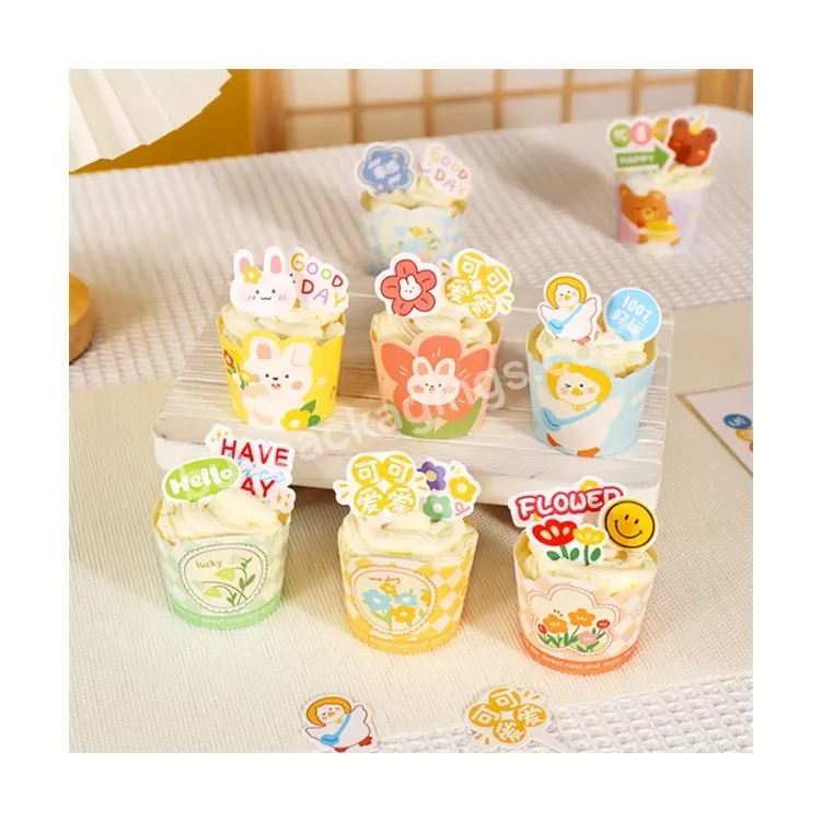 Sim-party Fancy Cute Cartoon Mini Dessert Bakery Tray Oven Paper Muffin Cup Round Cupcake Box