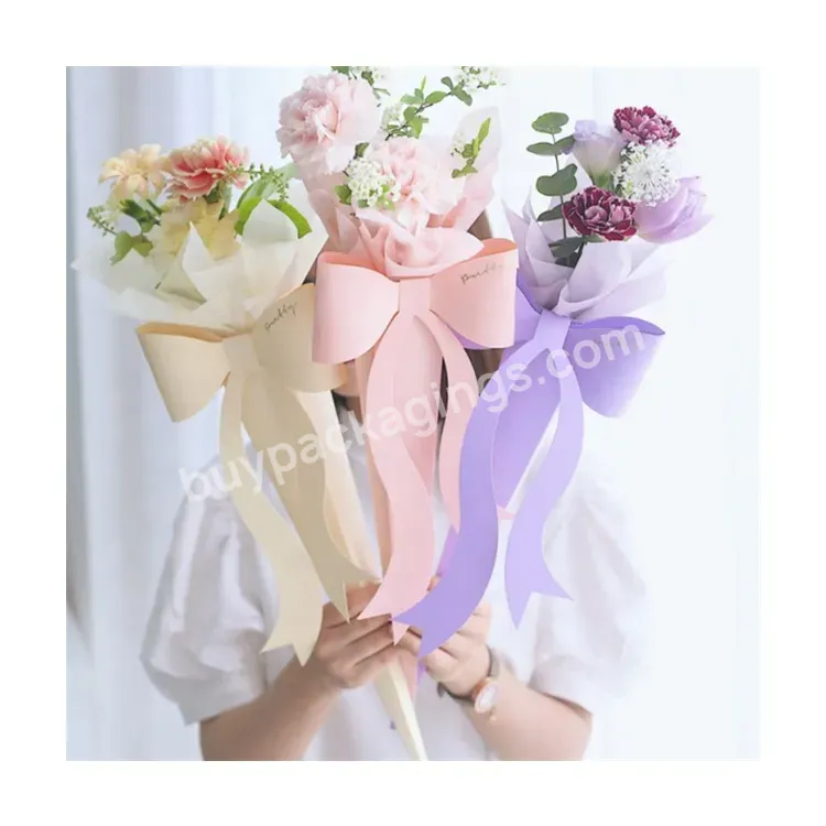Sim-party Fancy Handmade Diy Florist Material Folding Bouquet Gift Packaging Single Bow Flower Box