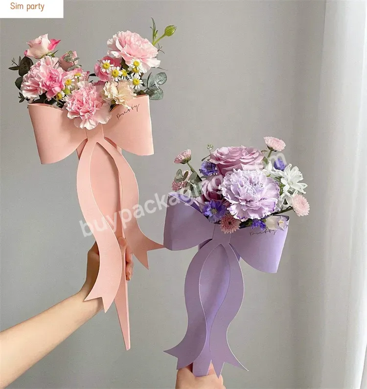 Sim-party Fancy Handmade Diy Florist Material Folding Bouquet Gift Packaging Single Bow Flower Box