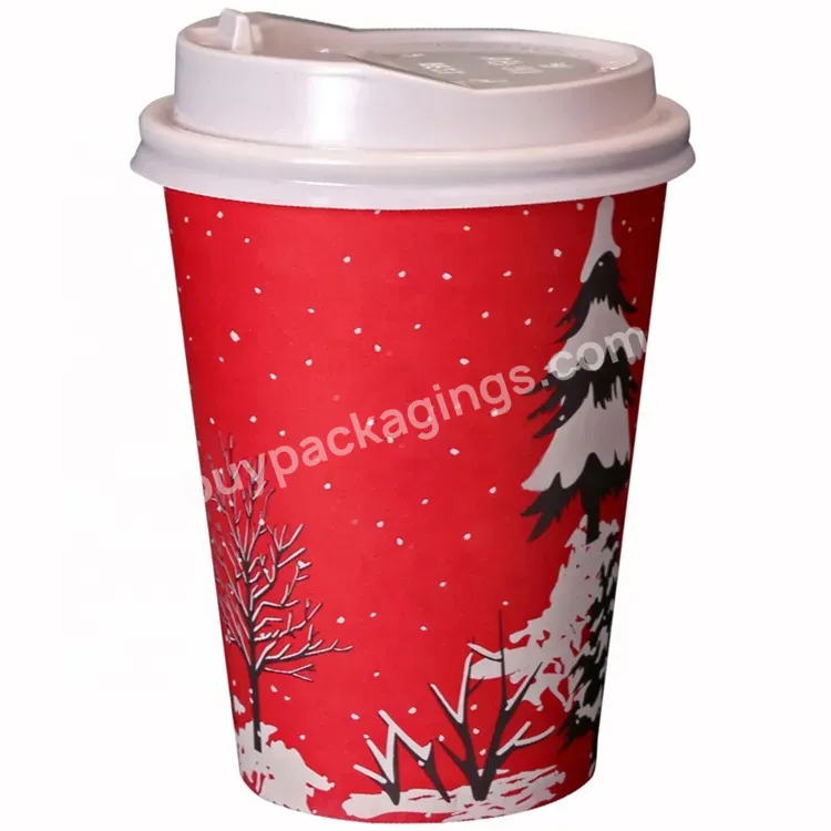 Sim-party Fast Delivery Eco-friendly Disposable Red&green Christmas New Year Tea Paper Coffee Cup Set