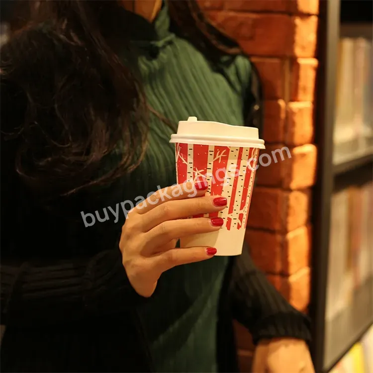 Sim-party Fast Delivery Eco-friendly Disposable Red&green Christmas New Year Tea Paper Coffee Cup Set